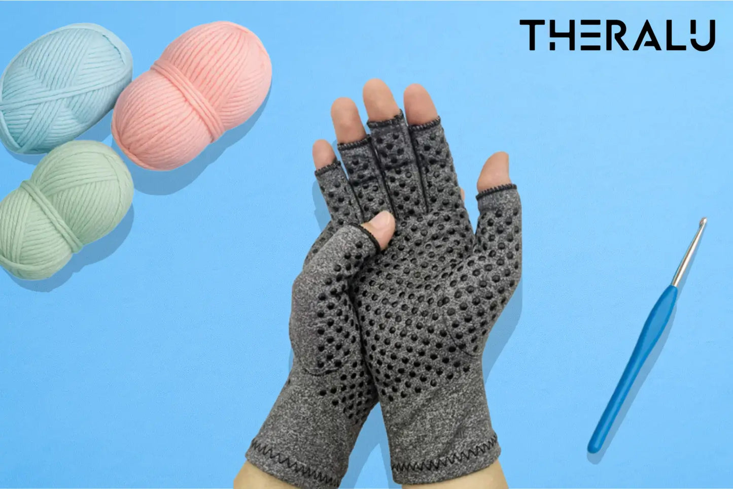 TheraLu Anti-Slip CircuPress Gloves for Crocheters